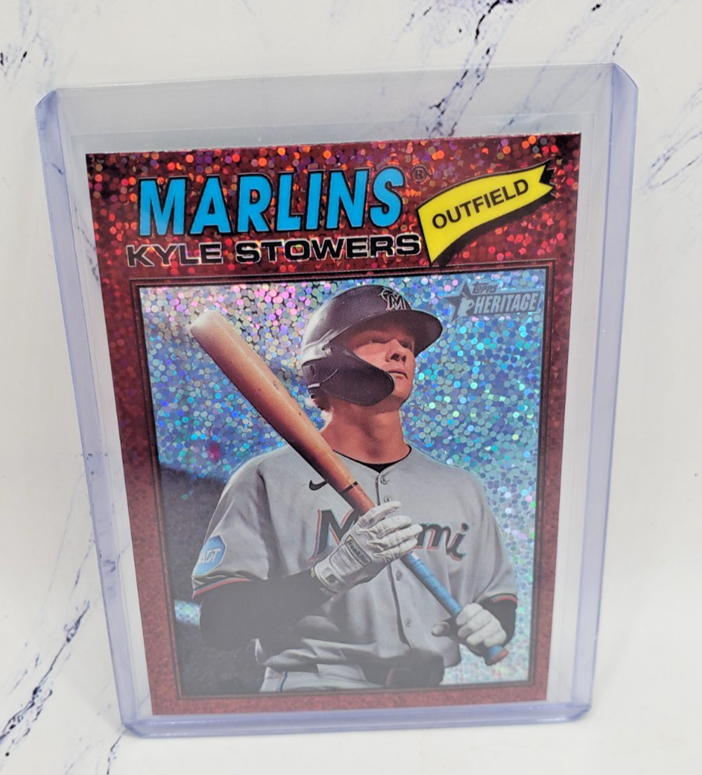 2026 Topps Heritage #395 Kyle Stowers Burgundy Sparkle Miami Marlins